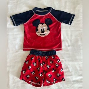 Disney Mickey Rashguard (18 months) and Swim Trunks (6-9 Months)